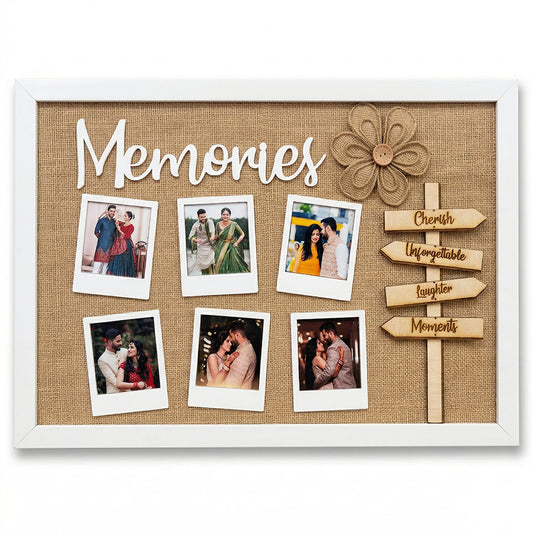 Personalized 3D Memory Board Photo Frame | Customizable Picture Collage with Jute Base, Acrylic & Birch Wood Elements | Rustic Wall Decor & Gifts | 20 x 14 Inches ASIN
