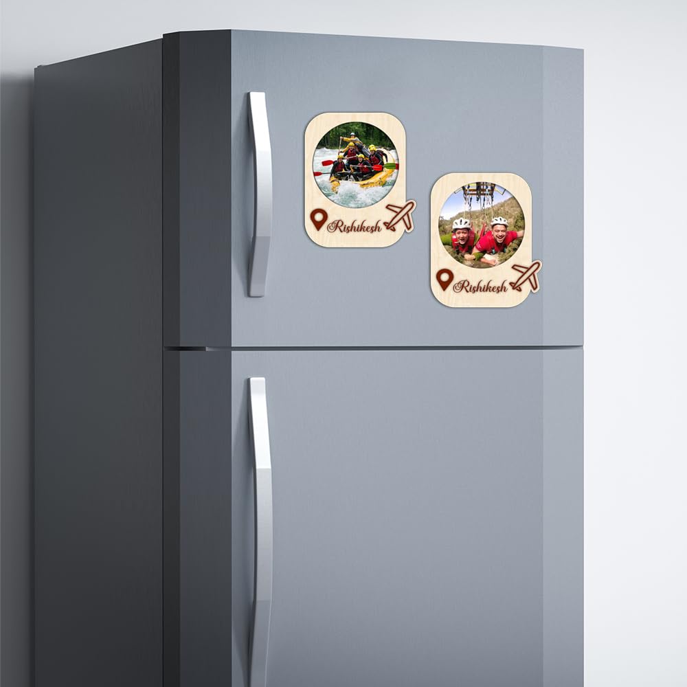 Customized Wooden Engraved  Travel Destination Fridge Magnet