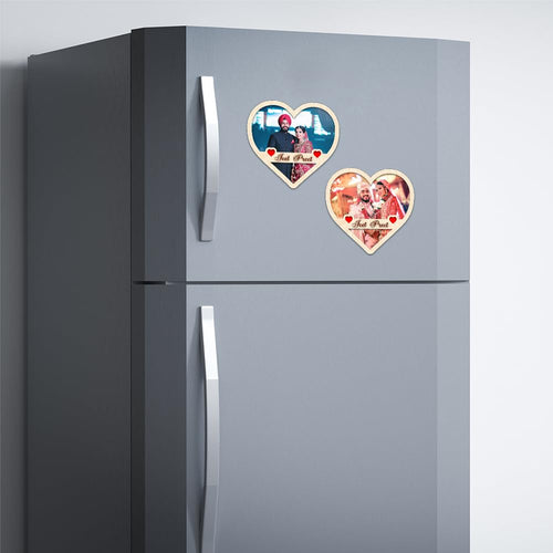 Customized Heart Shape Couple Fridge Magnet Set of 2