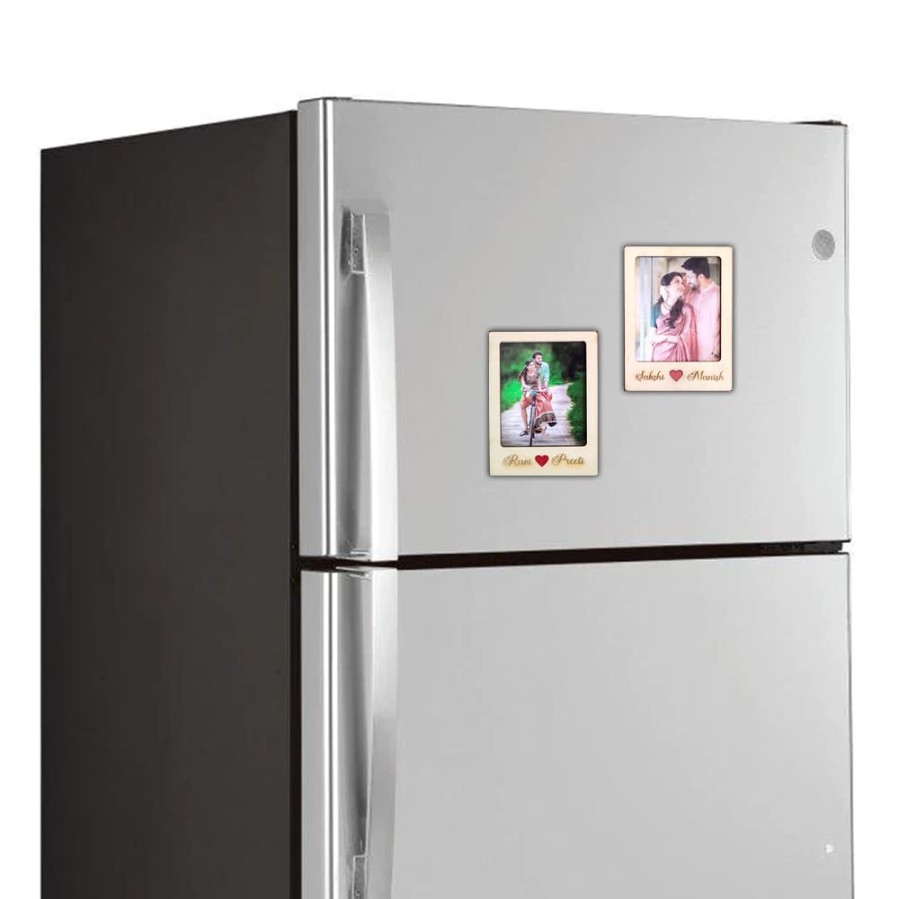 Customized Wooden Photo Fridge Magnets (Set of 2)