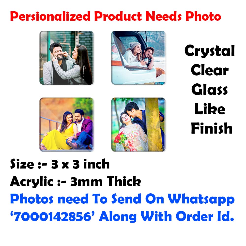 Set Of 4 Acrylic Glass Finish Magnet