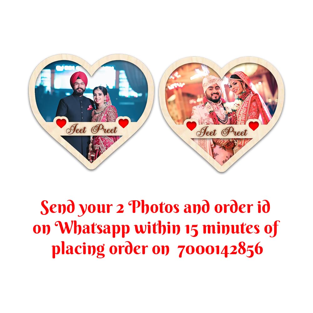 Customized Heart Shape Couple Fridge Magnet Set of 2