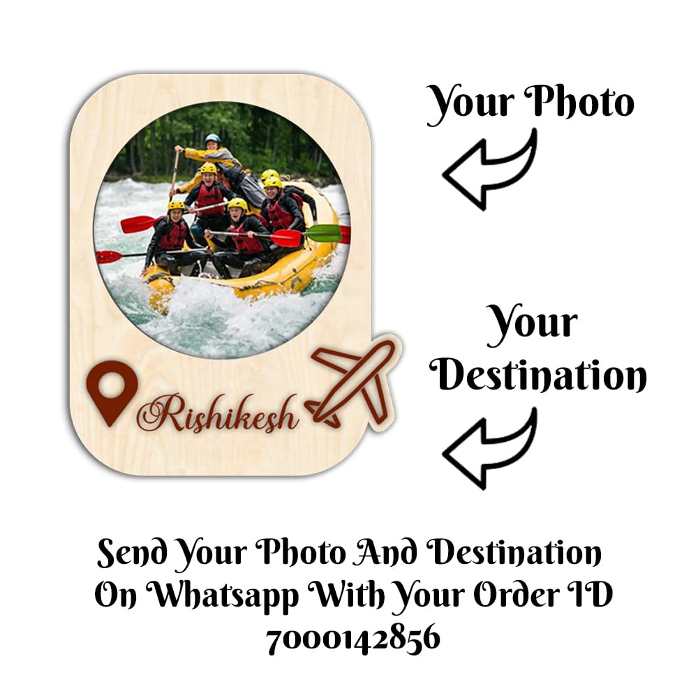 Customized Wooden Engraved  Travel Destination Fridge Magnet