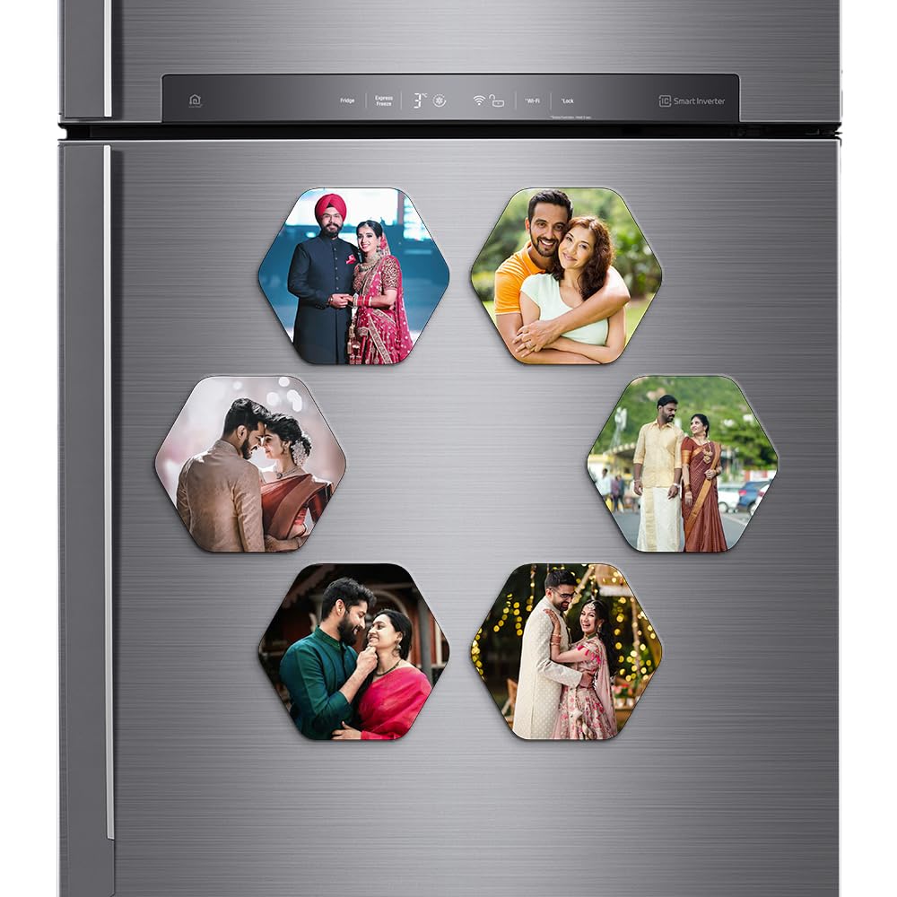 Personalized Hexagonal Photo Set of 6 Magnets