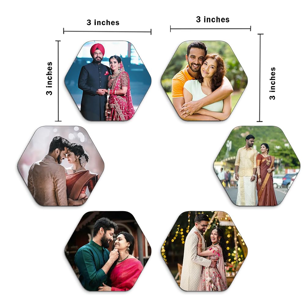 Personalized Hexagonal Photo Set of 6 Magnets