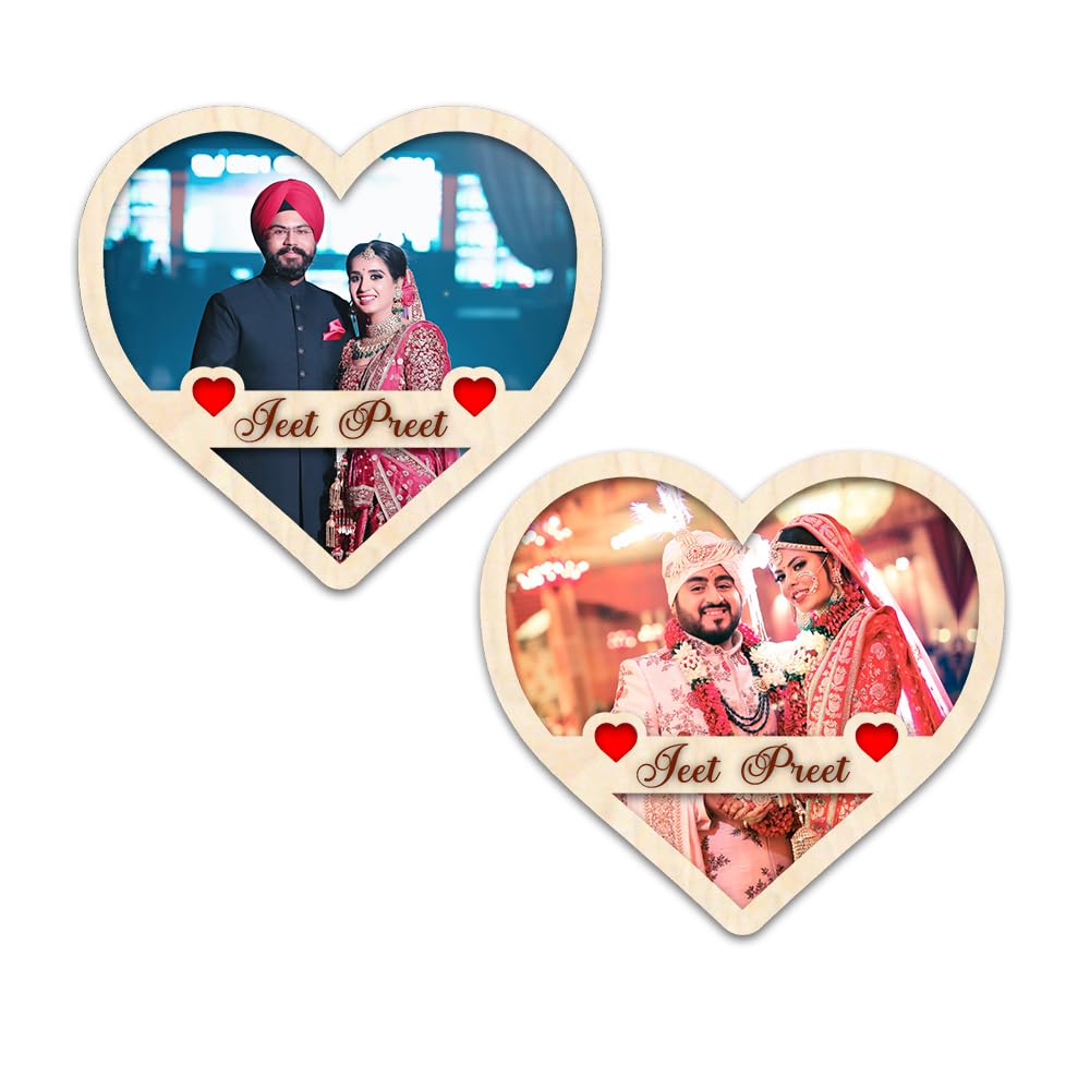 Customized Heart Shape Couple Fridge Magnet Set of 2