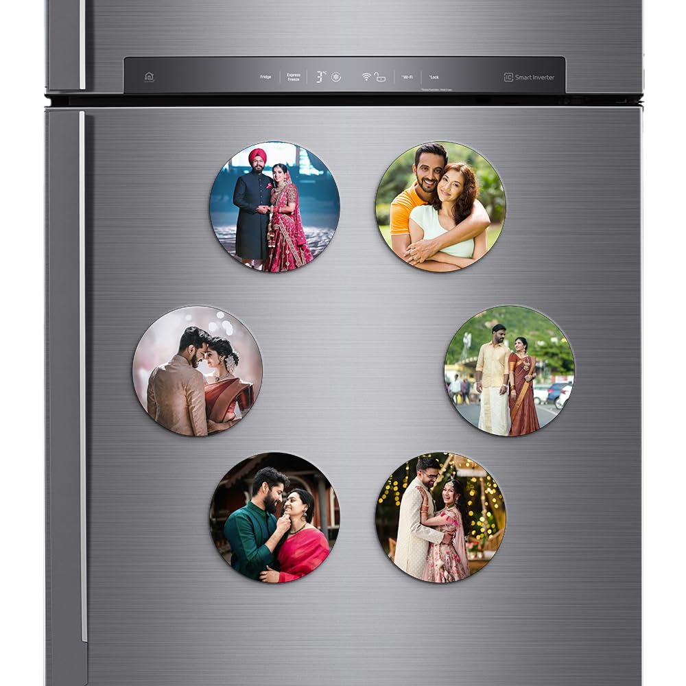 Personalized Personalized Round Photo Magnets, 7.6 cm Diameter (Set of 6 Magnets )
