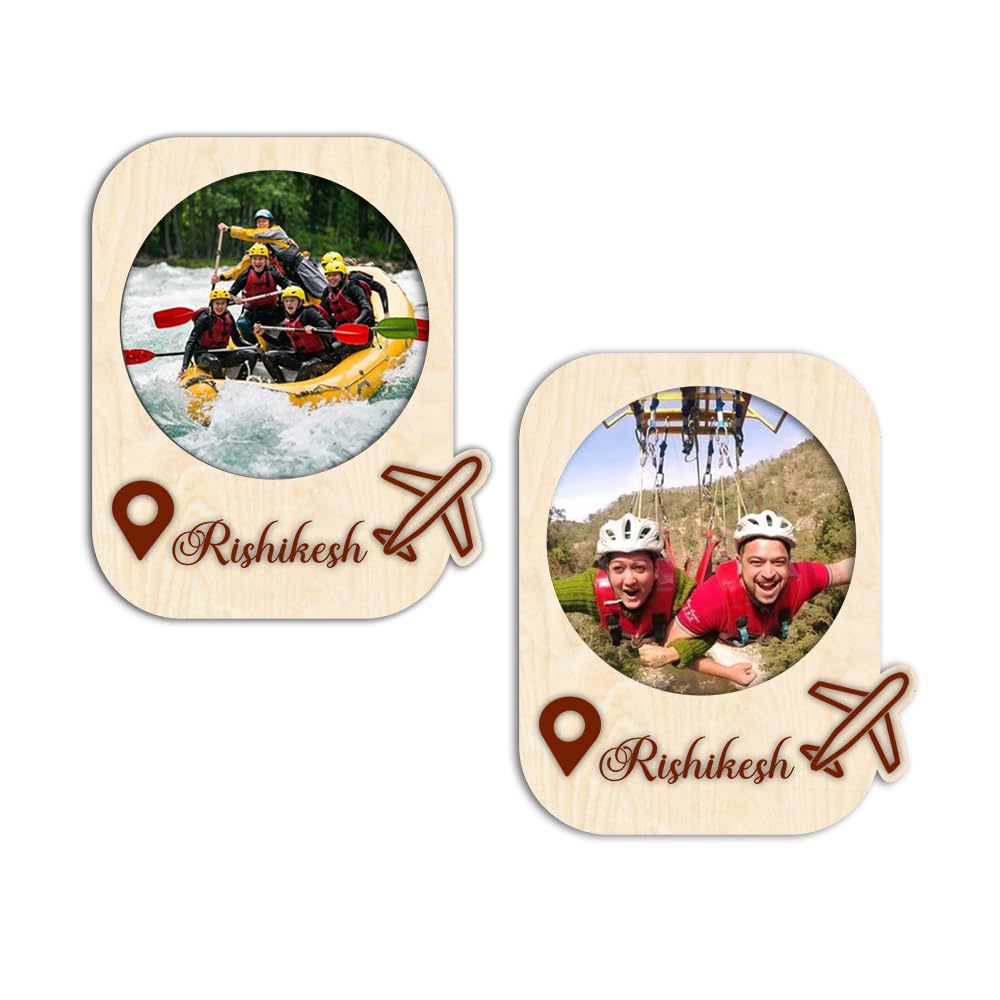 Customized Wooden Engraved  Travel Destination Fridge Magnet