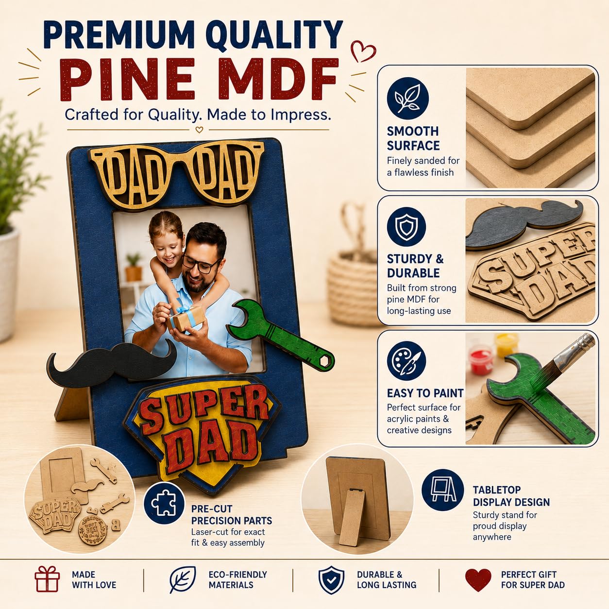 DIY Super DAD Coloring Frame With Photo Print