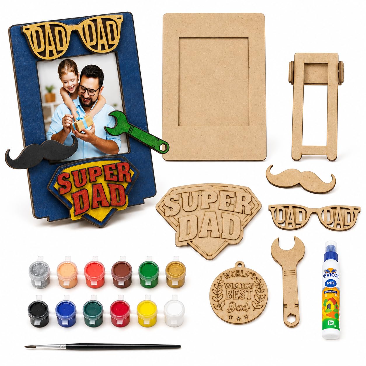 DIY Super DAD Coloring Frame With Photo Print