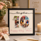 14 x 14 Inchs Number Birthday Frame With Year And Photo Customizable