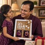 Mere Papa Photo Frame With Jute Background Fathers Day Gift